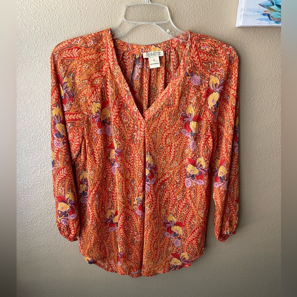 Lucky Brand "Live In Love" Sheer Blouse – Size Small